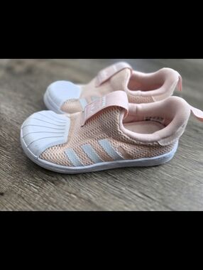 adidas Kids Slip-On Sneakers in Light Pink and White